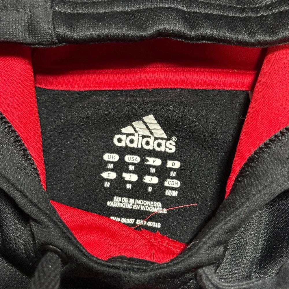 Adidas Mens Hoodie Black Red Colorblock Athletic Sweatshirt RN‎ 88387 Medium